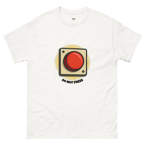 Do Not Press Red Button Cartoon Tee